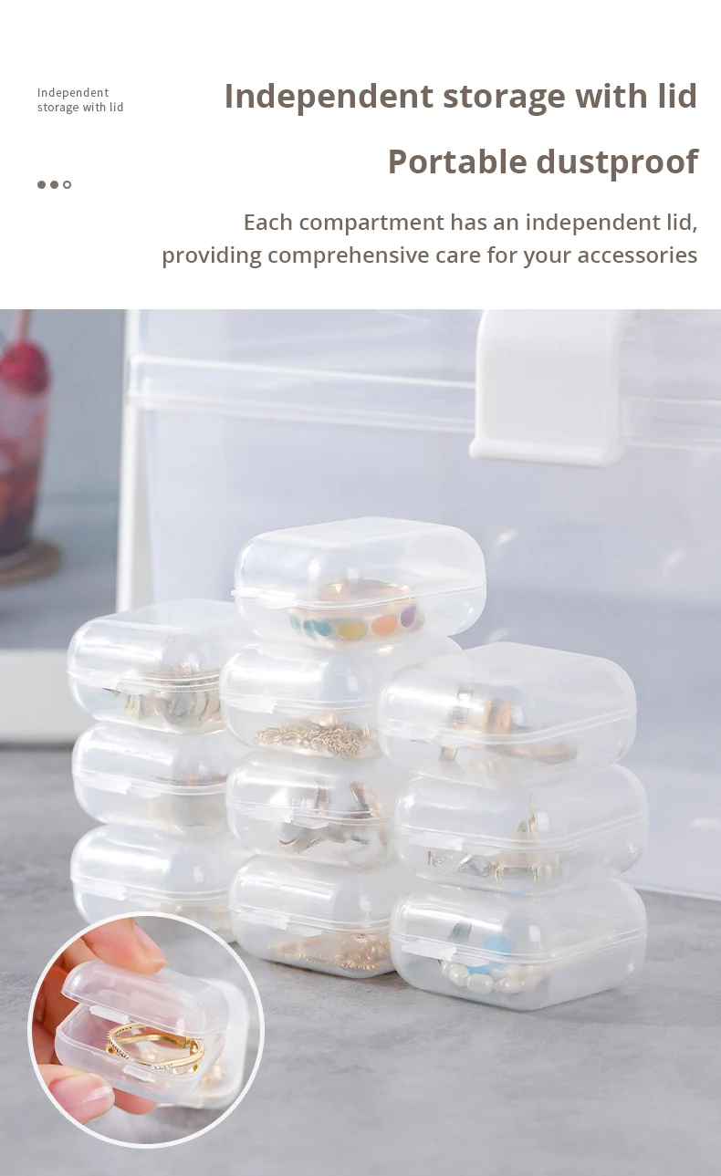 Description Picture 6 of item40pcs/set Mini Clear Plastic Storage Box Jewelry Storage Case Transparent Storage Organizer Multifunctional Portable Storage
