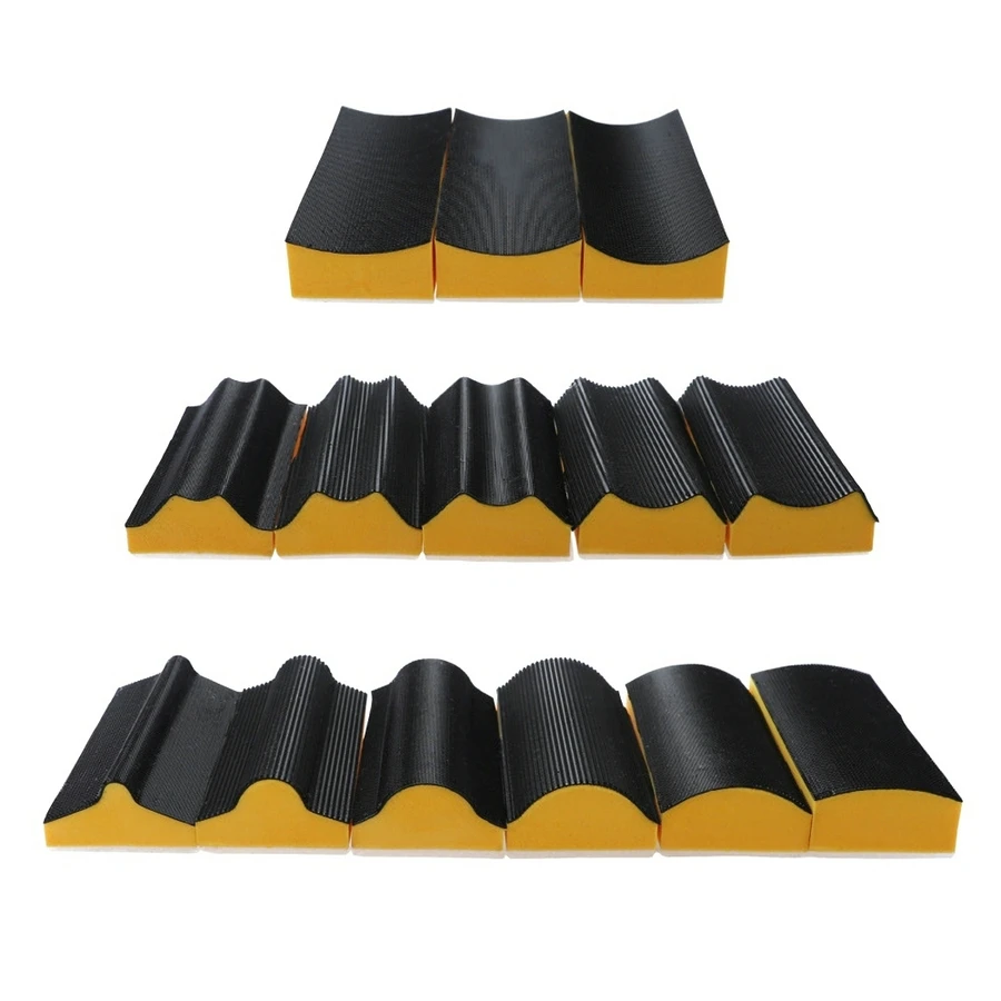 16PCS/Set Hand Sanding Block Set 40X100MM Hook And Loop Assorted Shaped Sanding Disc Holder Grinding Sponge Abrasive Tool