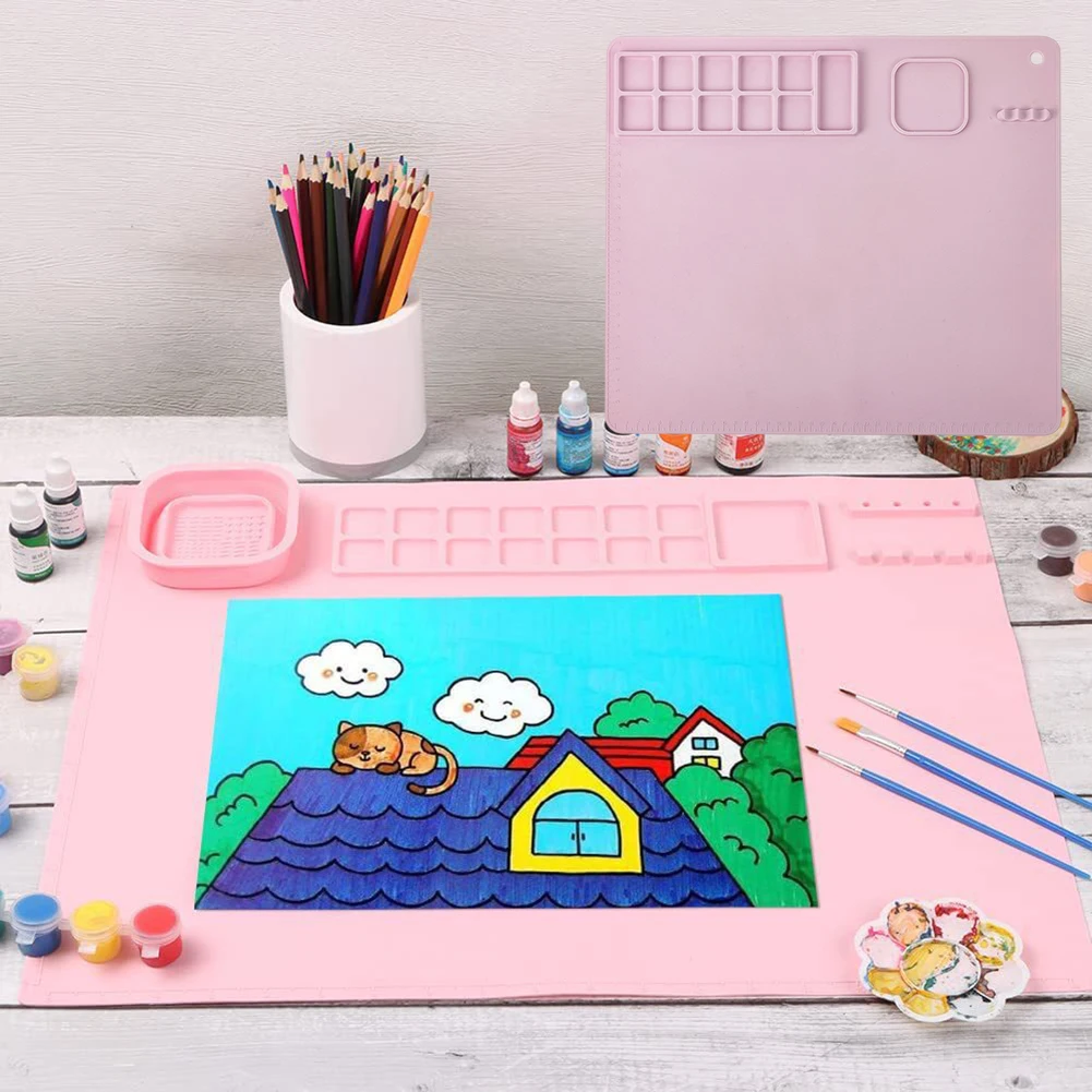 Multifunctional Silicone Painting Mat Waterproof Non-Stick Oil Painting  Sheet For Kids Art Drawing Pad School Stationery Supplie