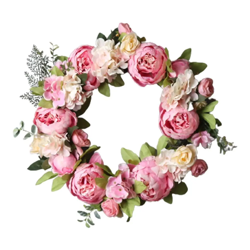 

Peony simulated garland Rattan ring decoration Photography props Wedding wreath Flower home door Decoration