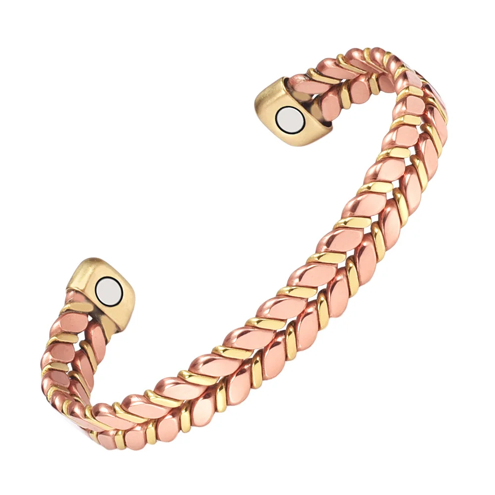 

Vintage Style Double Braided Medical Copper Bracelet Magnetic Energy Antioxidant Health Open Cuff Bracelet