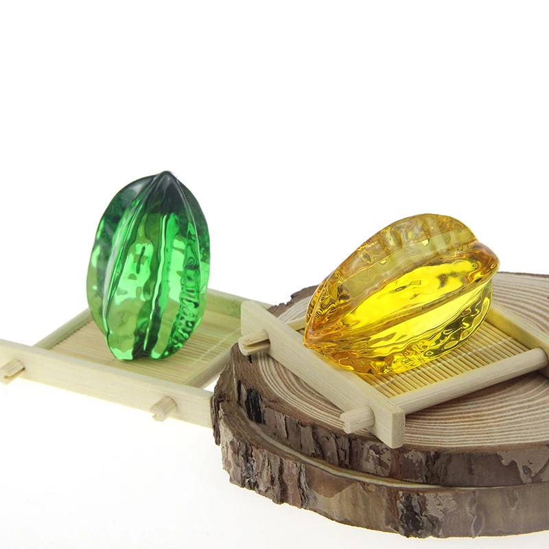 Crystal Star Fruit Glass Crystal Carambola Ornaments Art Glass Miniature Decorative Fruits For Home Office Table Decoration