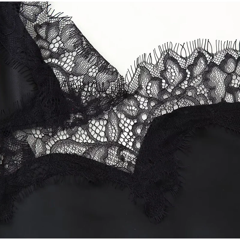Sexy Lace Patchwork Blouses For Women, Sleeveless Square Neck, For Party Club, Vacation Chic Lady Shirts - Uniqwear