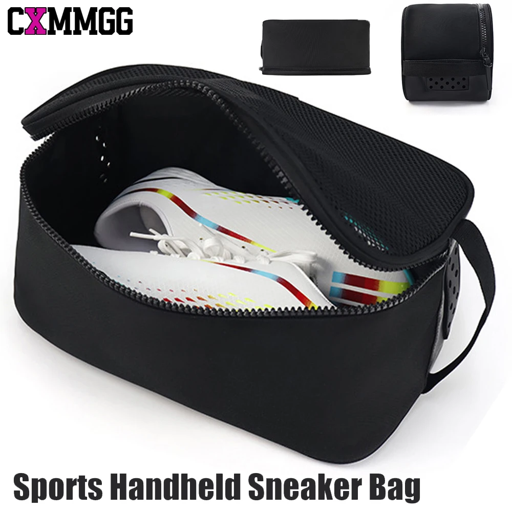 1PCS Soccer Cleats Storage Bag-Durable Oxford Cloth Shoe Organizer for Travel, Gym, Sports (Black)