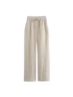 Women's Straight Pants with Front Pockets, High Elastic Waist, Drawstrings, Female Trousers, Chic Fashion - Image 2
