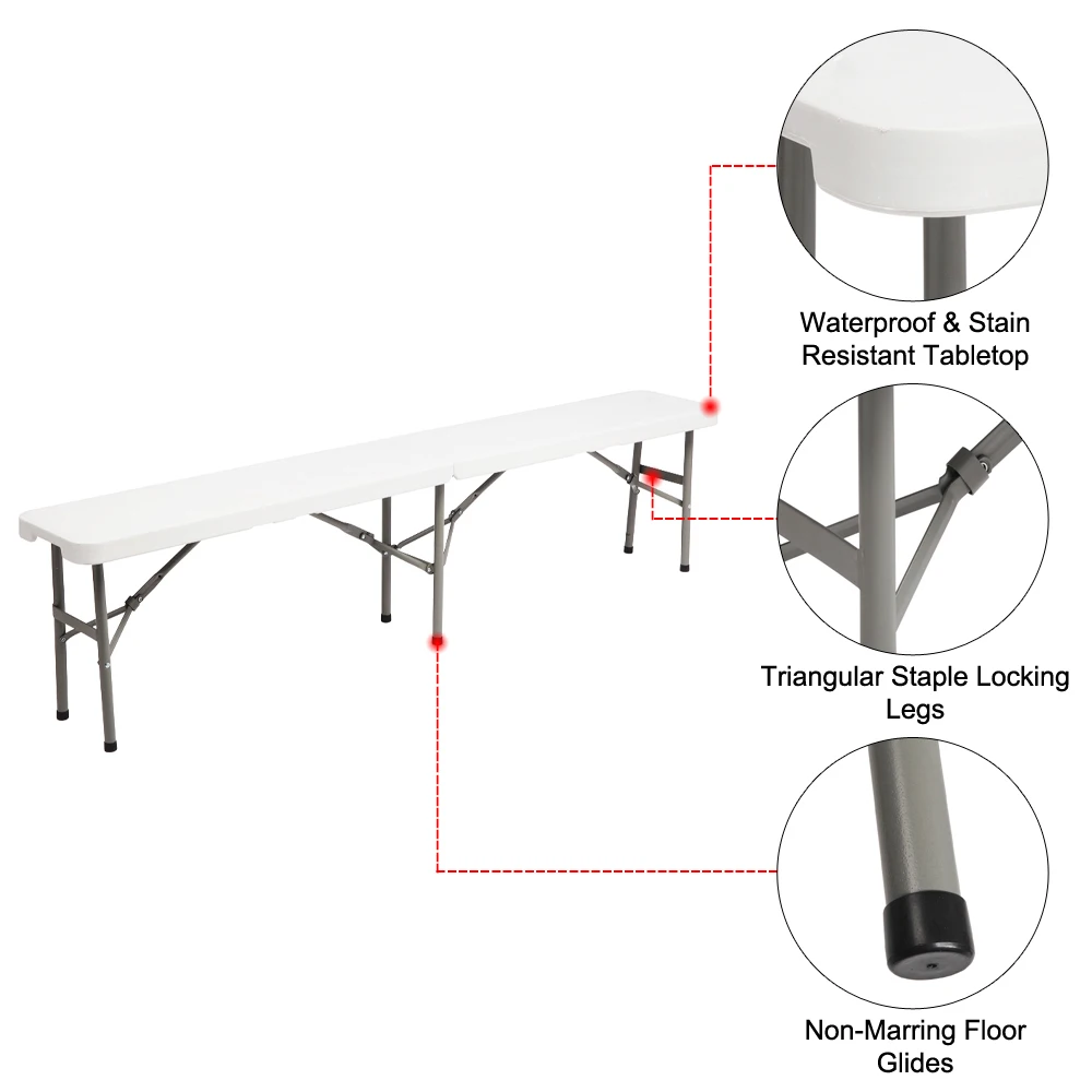6FT Outdoor Courtyard Foldable Bench 4