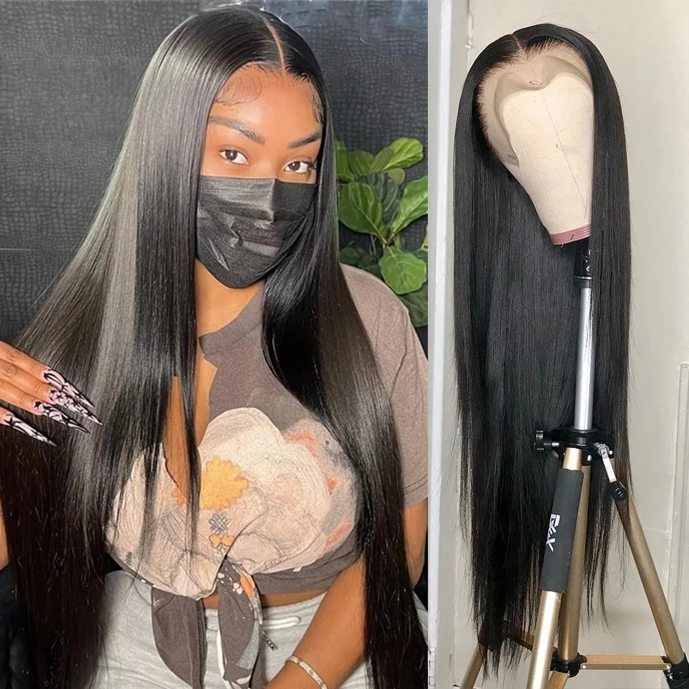 13x4 Straight Lace Front Wigs Human Hair Brazilian 30 40 Inch Hd Lace Frontal Wig Bone Straight For Women 5x5 Closure Wig
