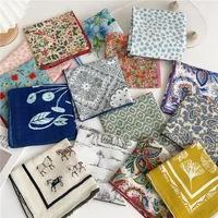 Approx 55cm Cotton Linen Square Scarf Neckerchief Spring Autumn Scarves Neck Scarf Turban Bandanas Headband Decoration for Women 1