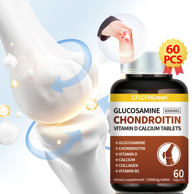 Chondroitin Glucosamine Tablet Extra Strength Joint Health Support Calcium D3 Supplement Capsules Arthritis Relief 60Pcs glucosamine chondroitin supplement