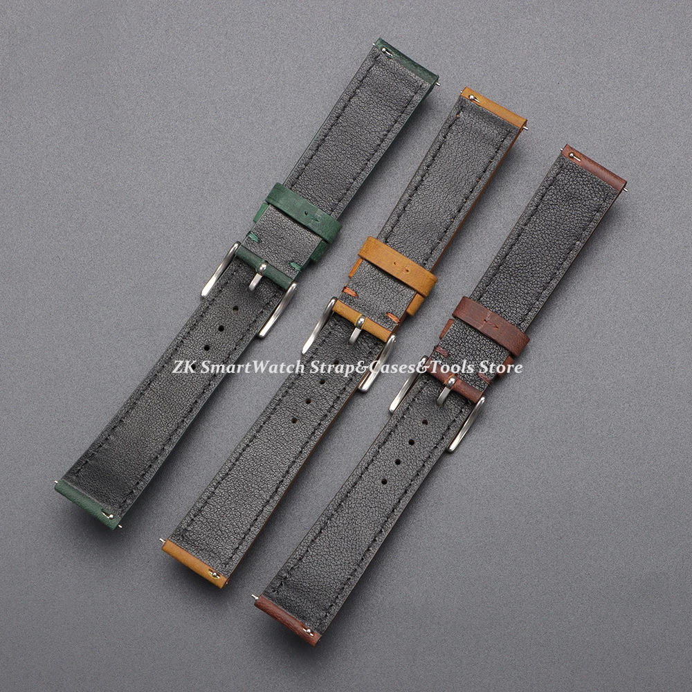 Quick Release Vintage Retro Echtes Leder Uhrenarmband 18mm 20mm 22mm 19mm 21mm 24mm Crazy Horse Männer Frauen Straps Uhrenarmband – Detail 3