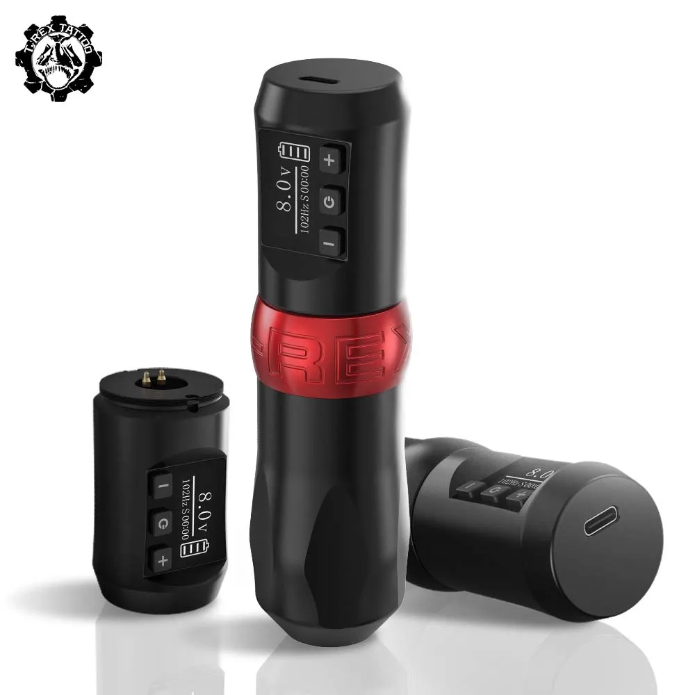 Tattoo Pen T-Rex Wireless Tattoo Pen Machine Rechargeable Battery Portable Power Pack 1800mAh Digital LED Display Body Art