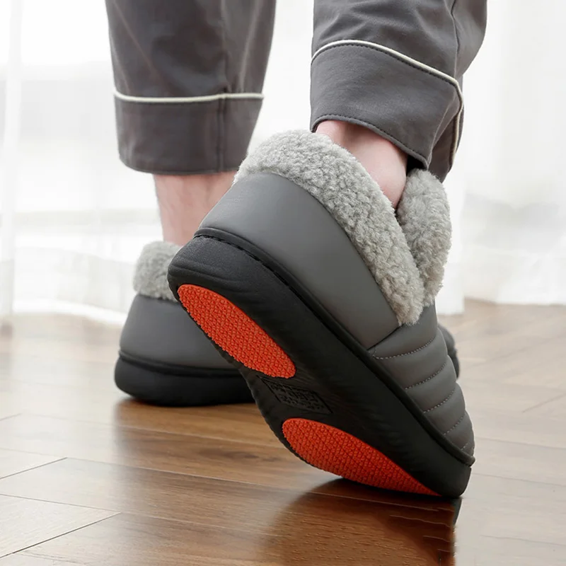 Anti Slip Winter Cotton Padded Shoes Women Old People Comfortable Warm Bag Heels Slides Women's Soft Sole Home Plush Slides