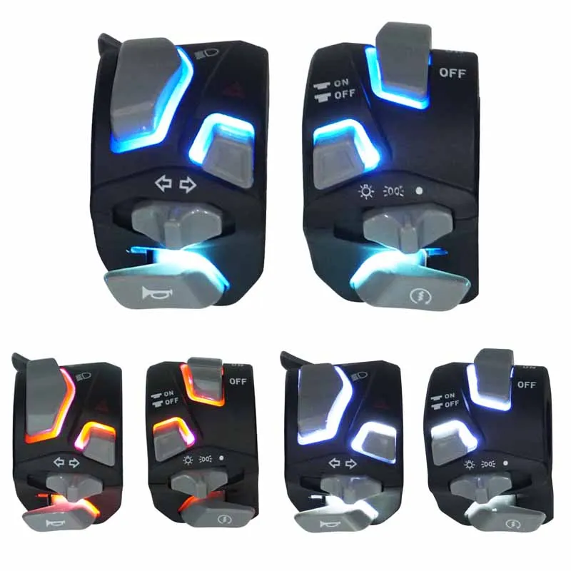 Motorcycle Handlebar Seat Combination Switch Illuminated LED Nine-in-One Function Horn Electric Start Twin Flash Lights