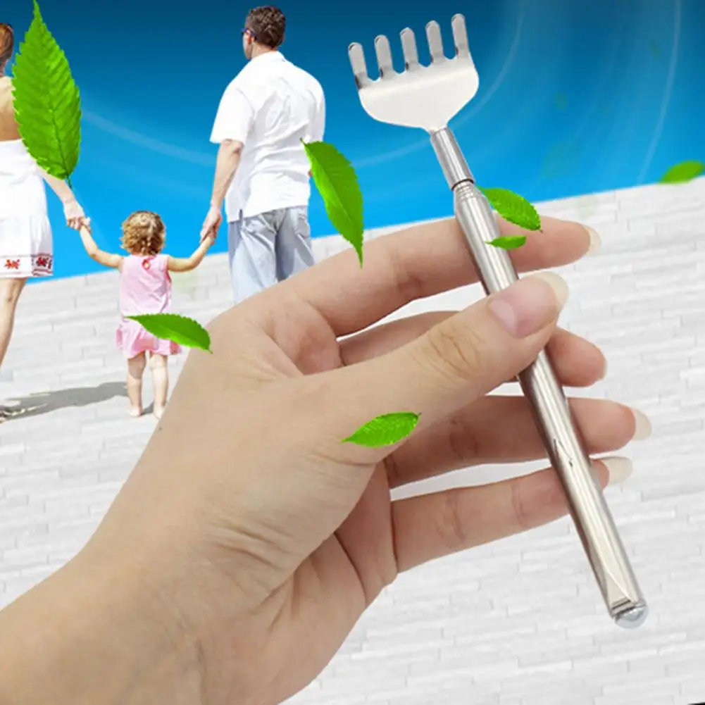 Scratcher stick telescopic handle stainless steel extendable back scratcher tool with pocket clip