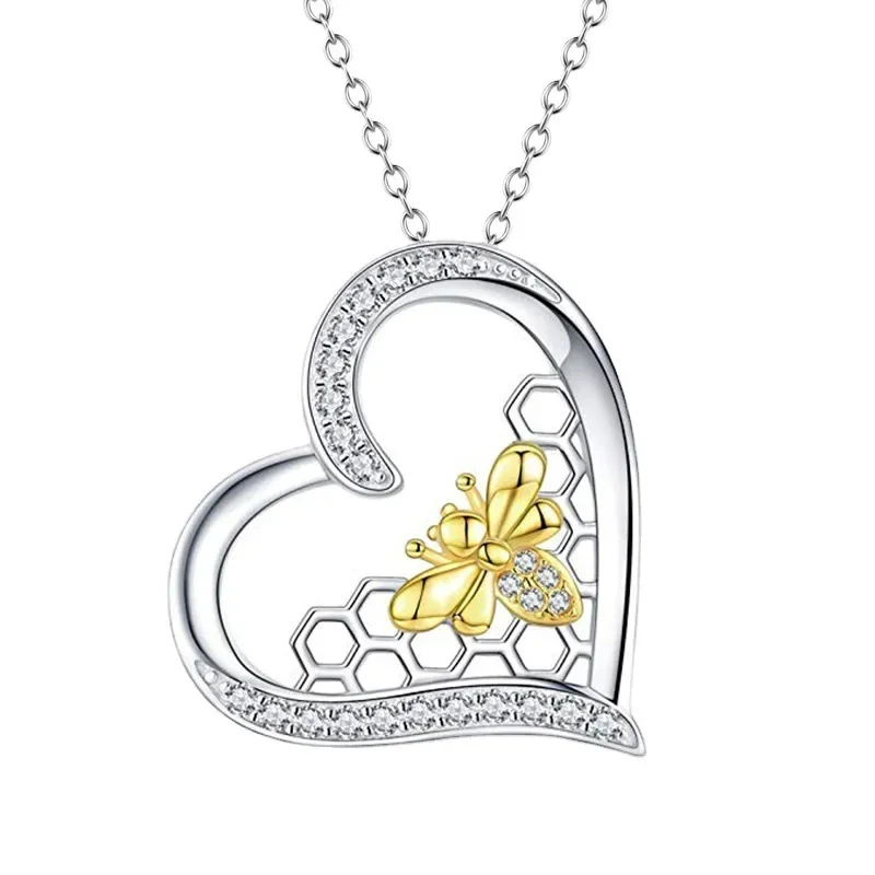 

Fashion Elegant Women Bee Pendant Necklace Laides Banquet Jewelry Couple Holiday Party Anniversary Gift Ladies Daughter
