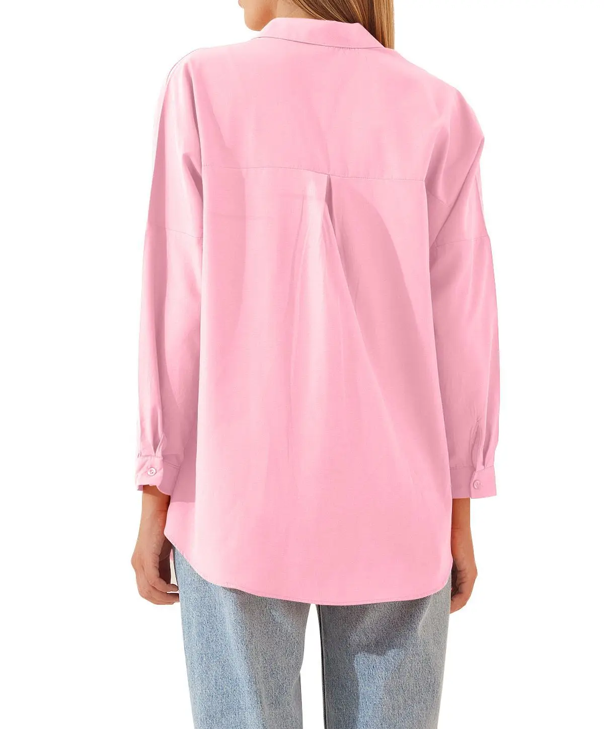 Womens Clothing V-neck Solid Button Long Sleeve Casual Blouse