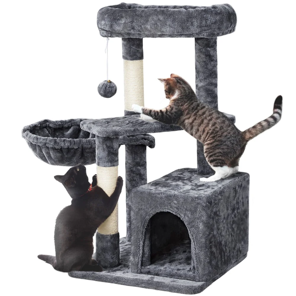 

33" Cat Tree Tower with Condo and Perches, Dark Gray Scratcher Scratching Post