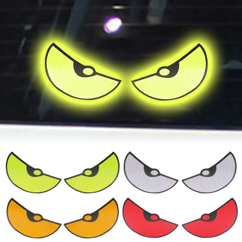 

2pcs/Set Reflective Car Stickers Night Safety Warning Decals Auto Motorcycle Body Bumper Decoration with Devil Eye Sticker