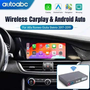AUTOABC 2025 Nuovo CarPlay Wireless e Android Auto per Alfa Romeo Stelvio/Giulia 2017-2019, Funzioni di Navigazione e AirPlay