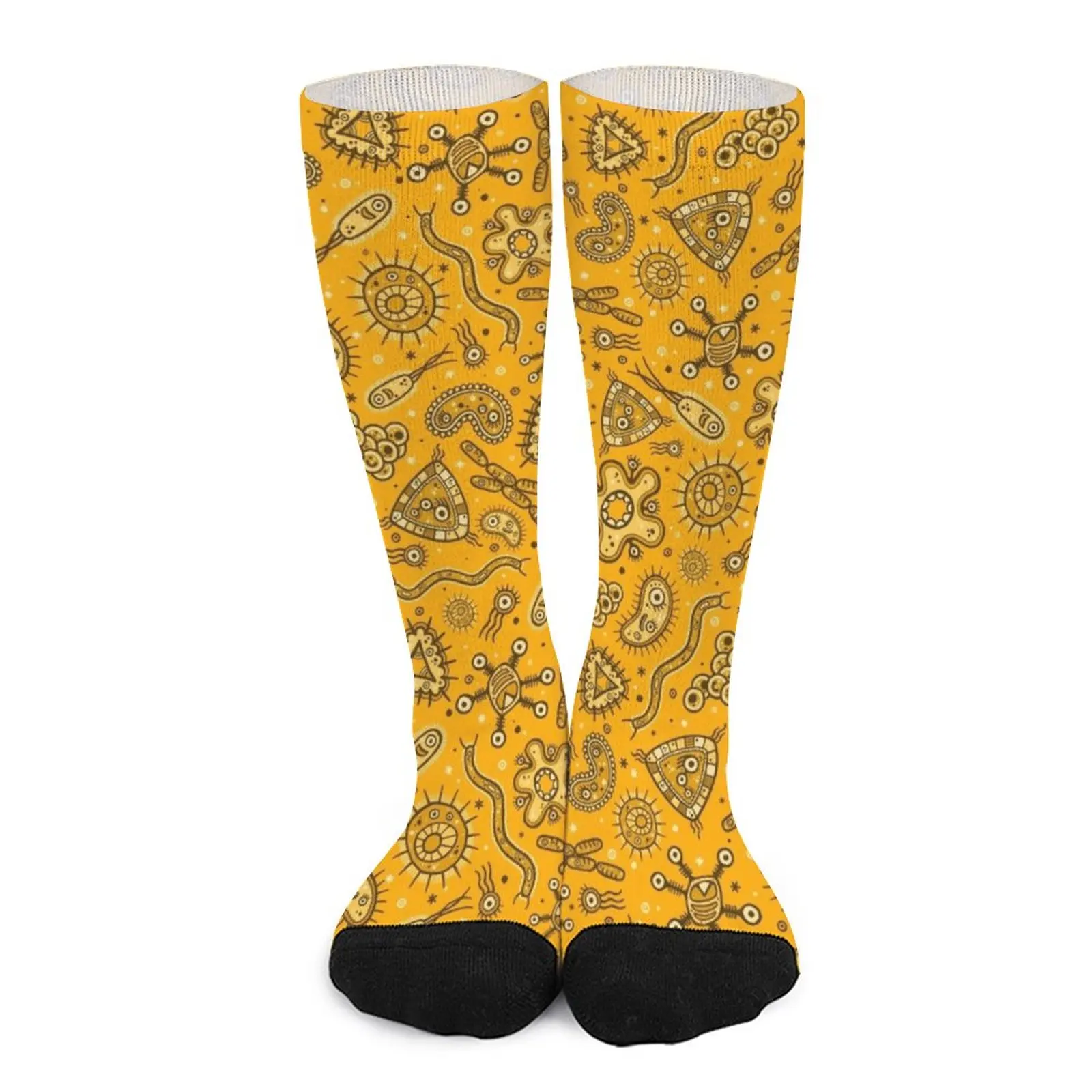 Cartoon Microbes - Yellow Socks Compression stockings Sports socks Hiking boots summer