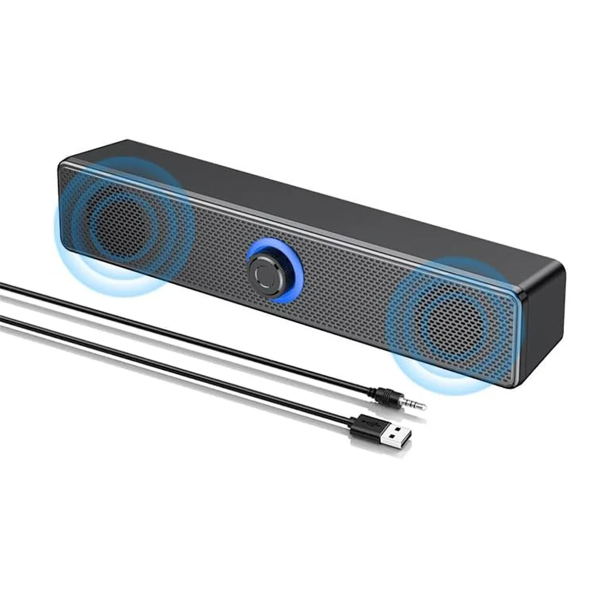 A02R 노브 볼륨 조절 및 3.5mm Aux 입력이 포함된 Bluetooth 컴퓨터 스피커, PC 노트북용 휴대용 사운드바 스피커