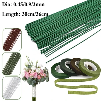 #26 #20 Paper Floral Wire 0.45mm/0.9mm Diameter 36cm 30mm Long Iron Wire Useds For DIY Nylon Stocking Flower Branche Making 1