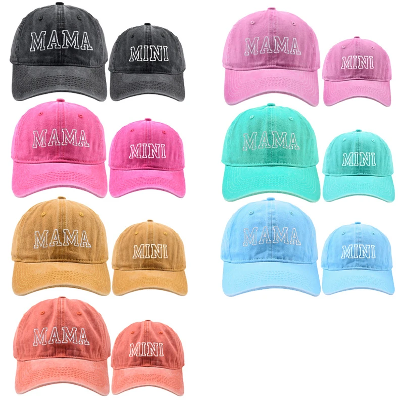 새로운 빈티지 자수 편지 엄마 미니 야구 모자 힙합 여성 아이 스냅 백 아빠 모자 여름 조정 가능한 소년 양산 모자