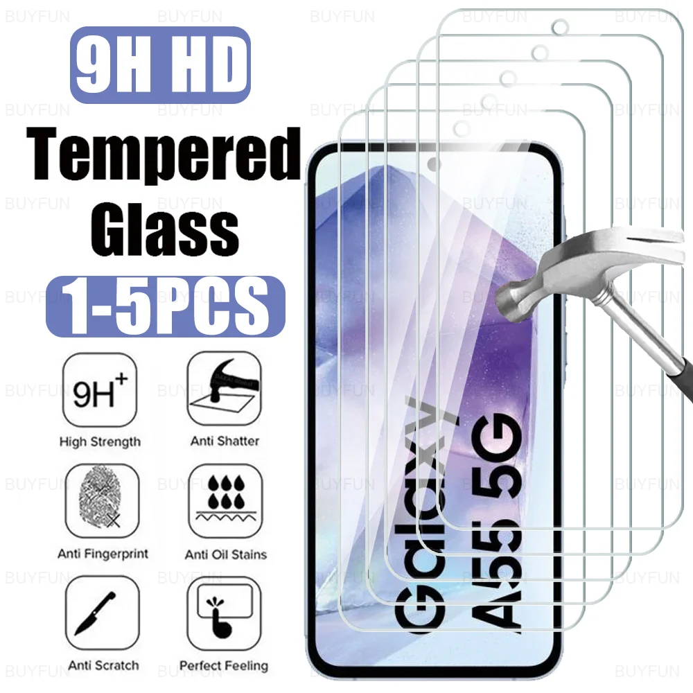 Tempered Glass Case Screen Protector Samsung Galaxy A55 5G A05 A05s A35 A25 A15 4G M15 M35 M55 HD A06 A16 A26 A36 A56 1-5Pcs screen protector,tempered glass,phone protector cover,phone case