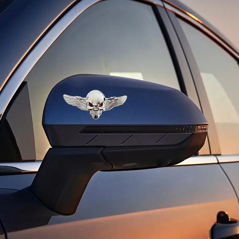 3D Metal Skull Angel Wings Car Decal Car Emblem Bumper Decoration Sticker Skull head motorcycle tank Decal For Car Accessories