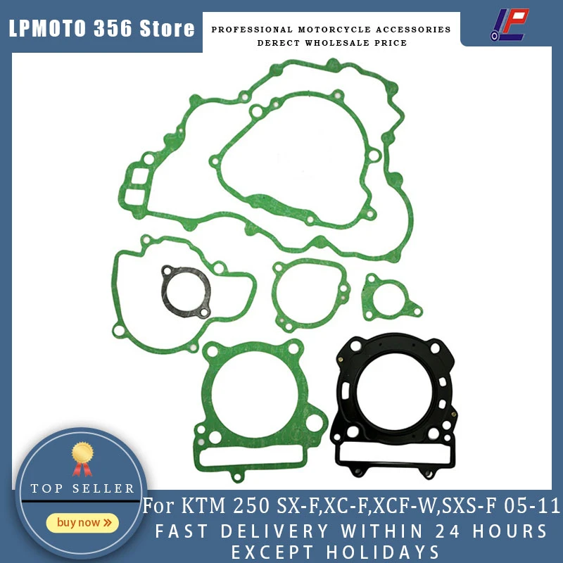 Motorcycle Crankcase Covers Cylinder Gaskets Kit Set For KTM 250 SX F,XC F,XCF W,SXS F 2005 2011