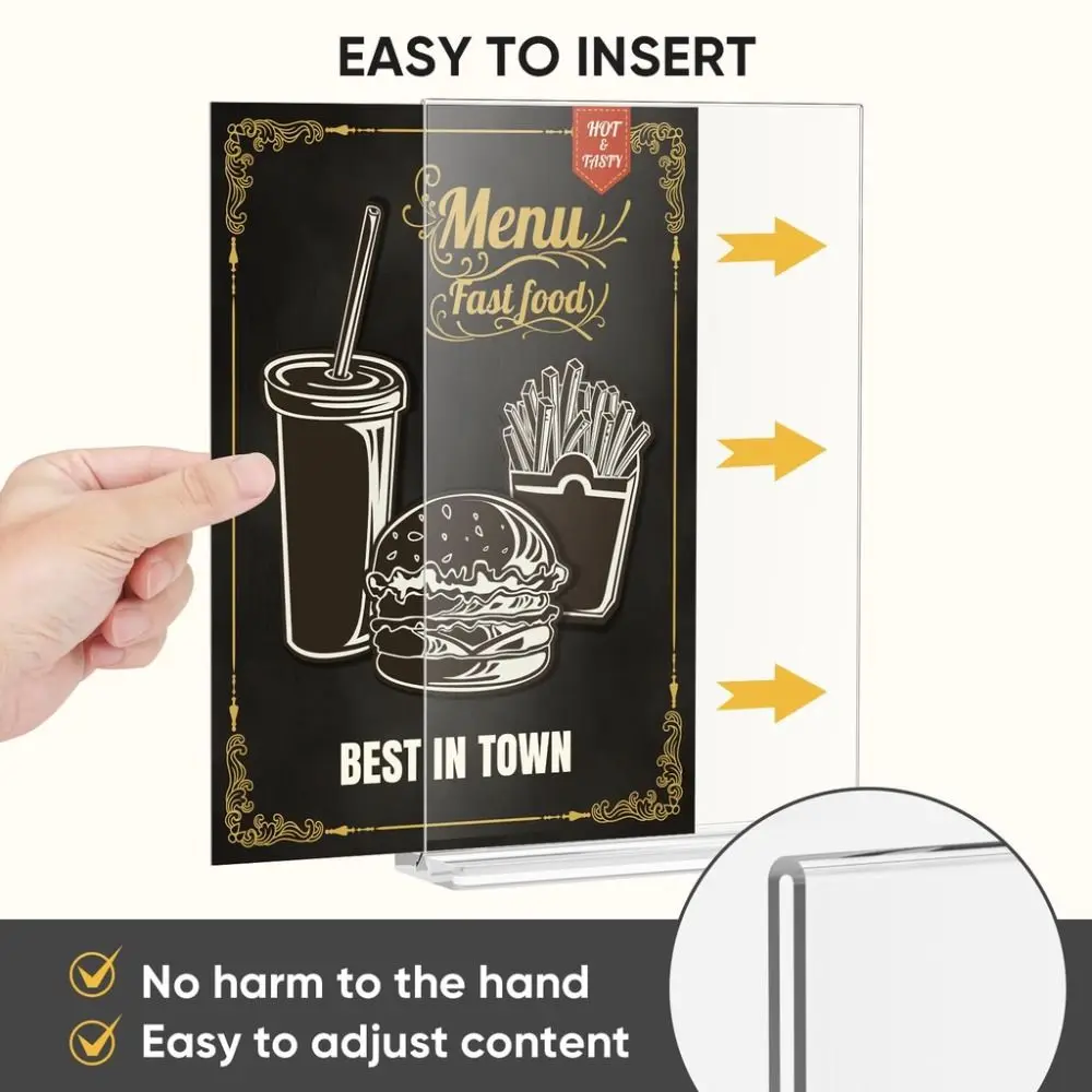 Multifunctional A4/A5/A6 Desk Display Stand Double Side Clear Acrylic Menu Stand Holder Transparent Ad Frame Restaurant