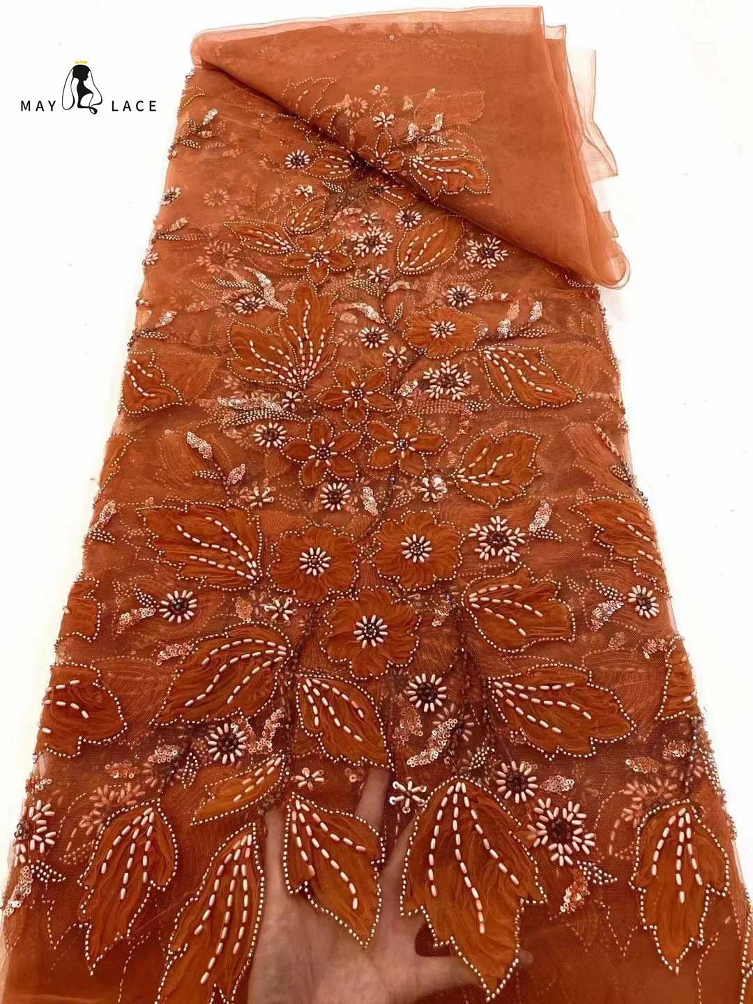 

African Tulle Groom Lace Fabrics For Women Sewing Evening Dresses French Embroidery Mesh Sequin Beaded Fabric 5Yards Dress Cloth