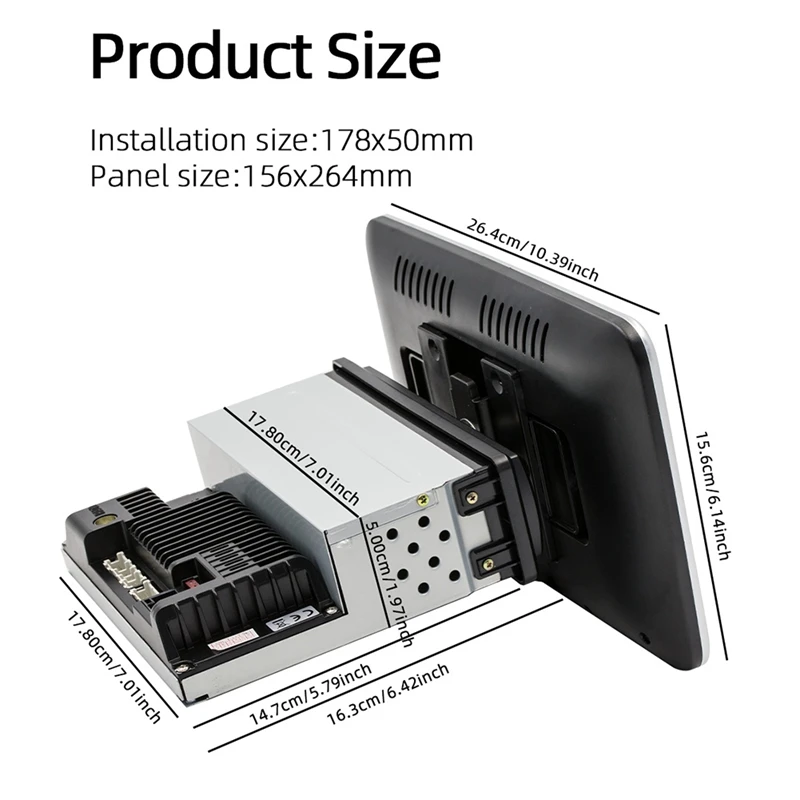 1Din Adjustable Rotatable Screen 2G+64G Car Multimedia Player 10.1Inch Android 13 Wireless Carplay Android Auto