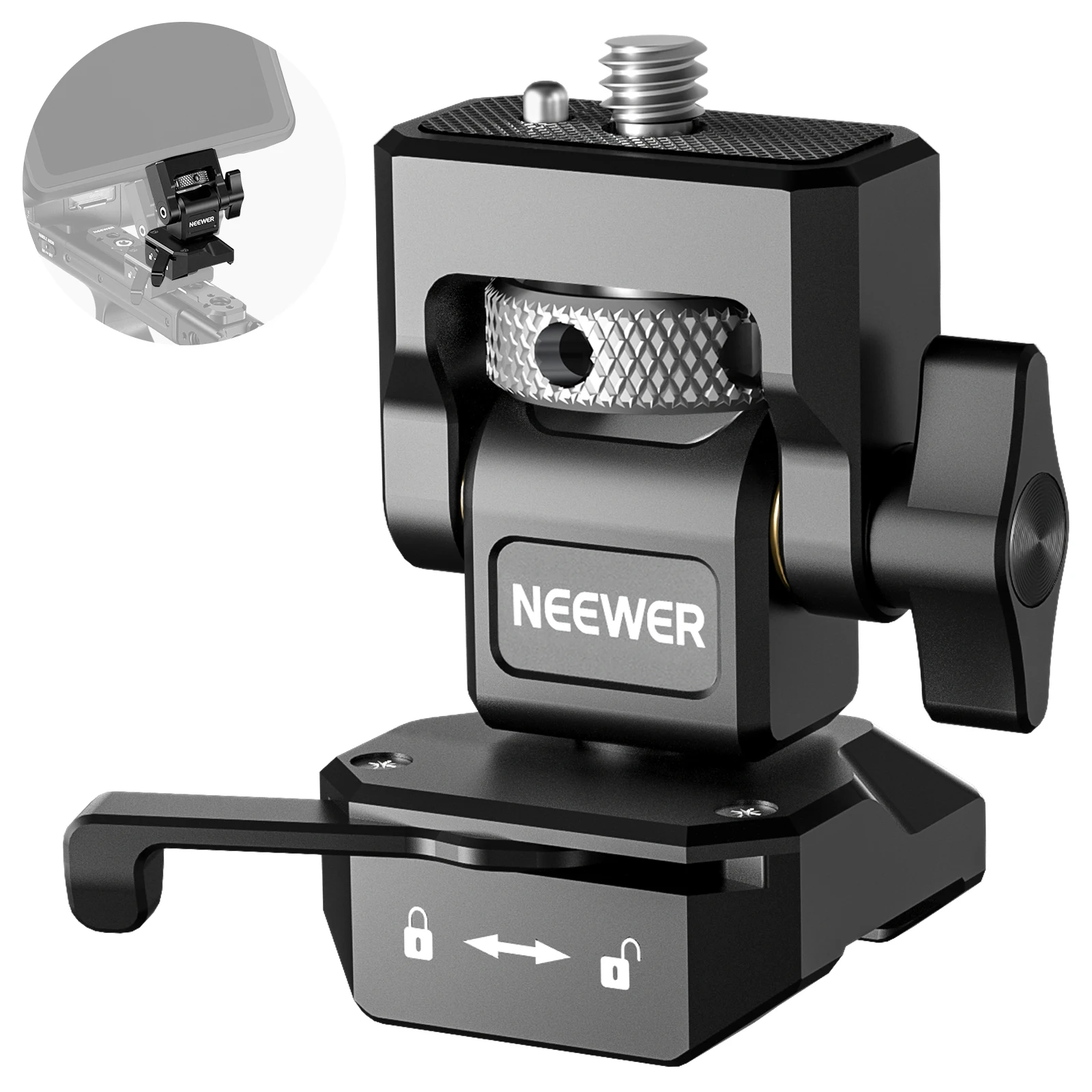 

NEEWER Camera Monitor Mount with QR NATO Clamp, 1/4" Screw for 5" & 7" Field Monitor Compatible with Atomos Ninja V,