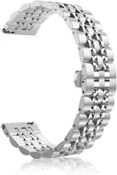Stainless Steel Watchband - Premium Metal Strap for 22mm Universal (Silver)