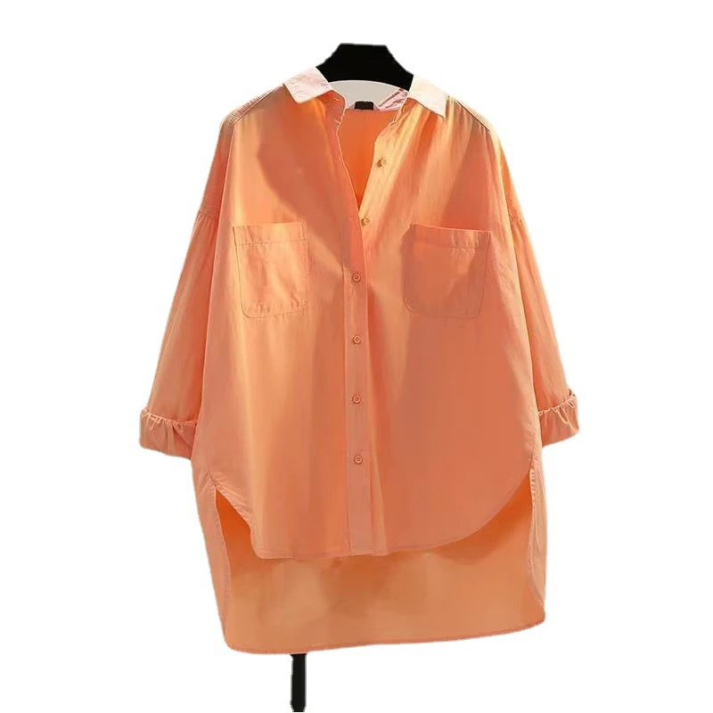 

Блузка женская оверсайз с длинным рукавом, модная Свободная Повседневная рубашка из хлопка, зеленая уличная одежда, весна-лето