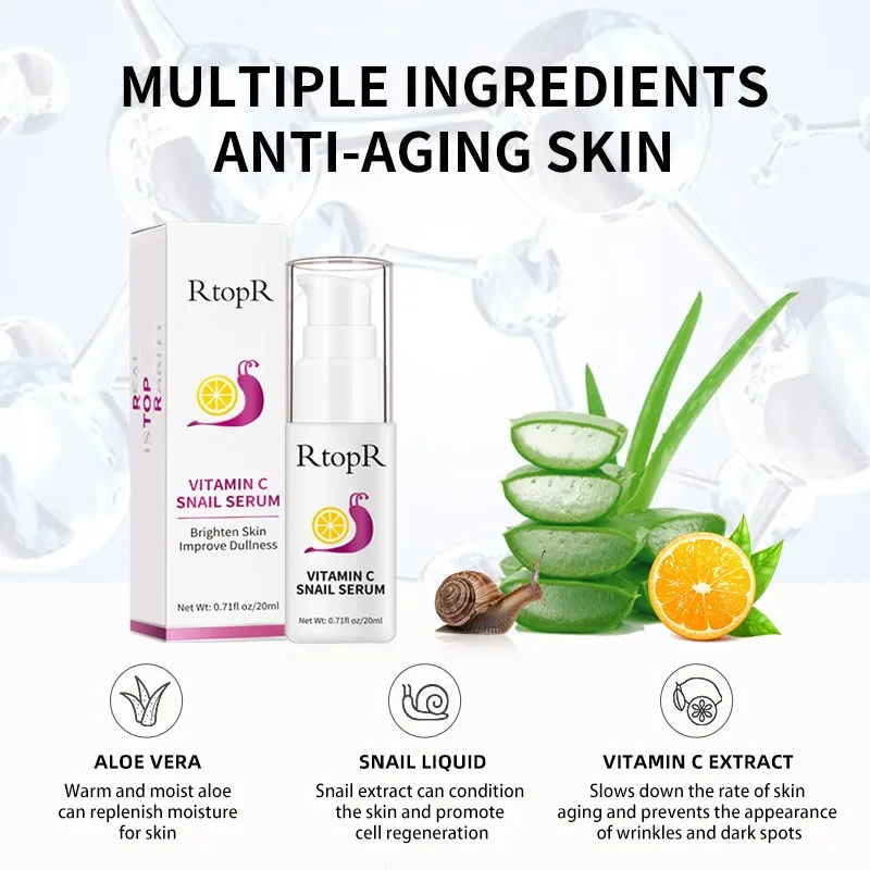 Face Serum Anti Wrinkle Firming Bright Repair Essence Treatment Snail VC Collagen Rich In VitaminC Skin Care Products_voghion.com