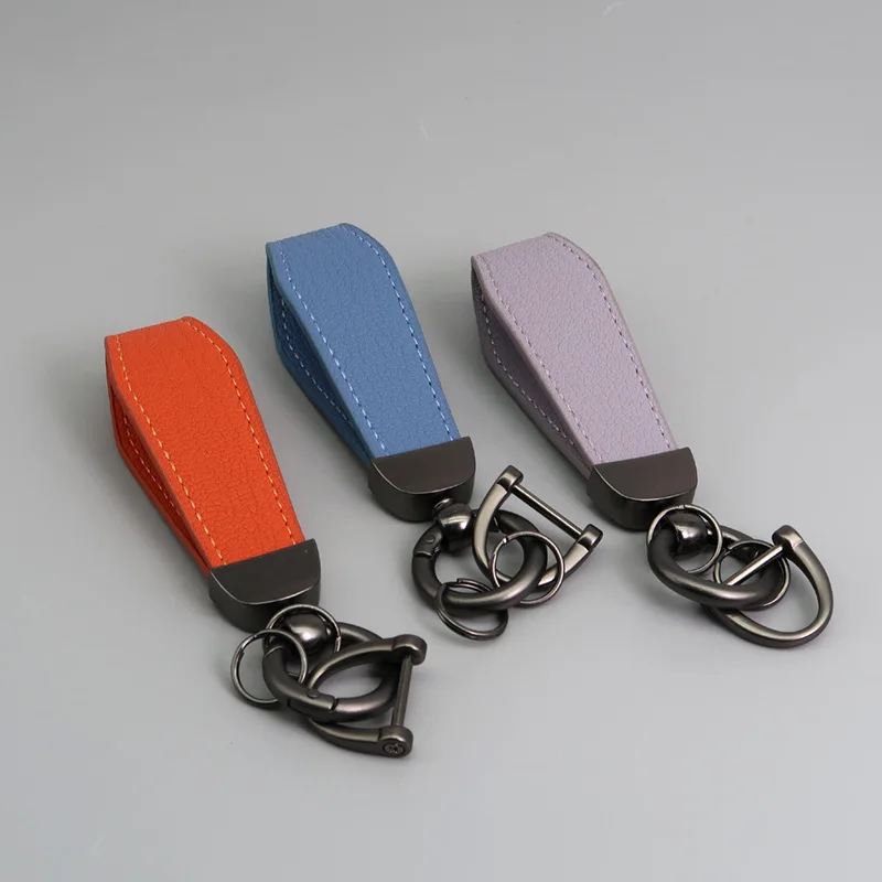 Free Letter High Quality Fashionable Lamb Pattern Leather Car Keychain Simple Anti Loss Moisture Brand Metal Keychain