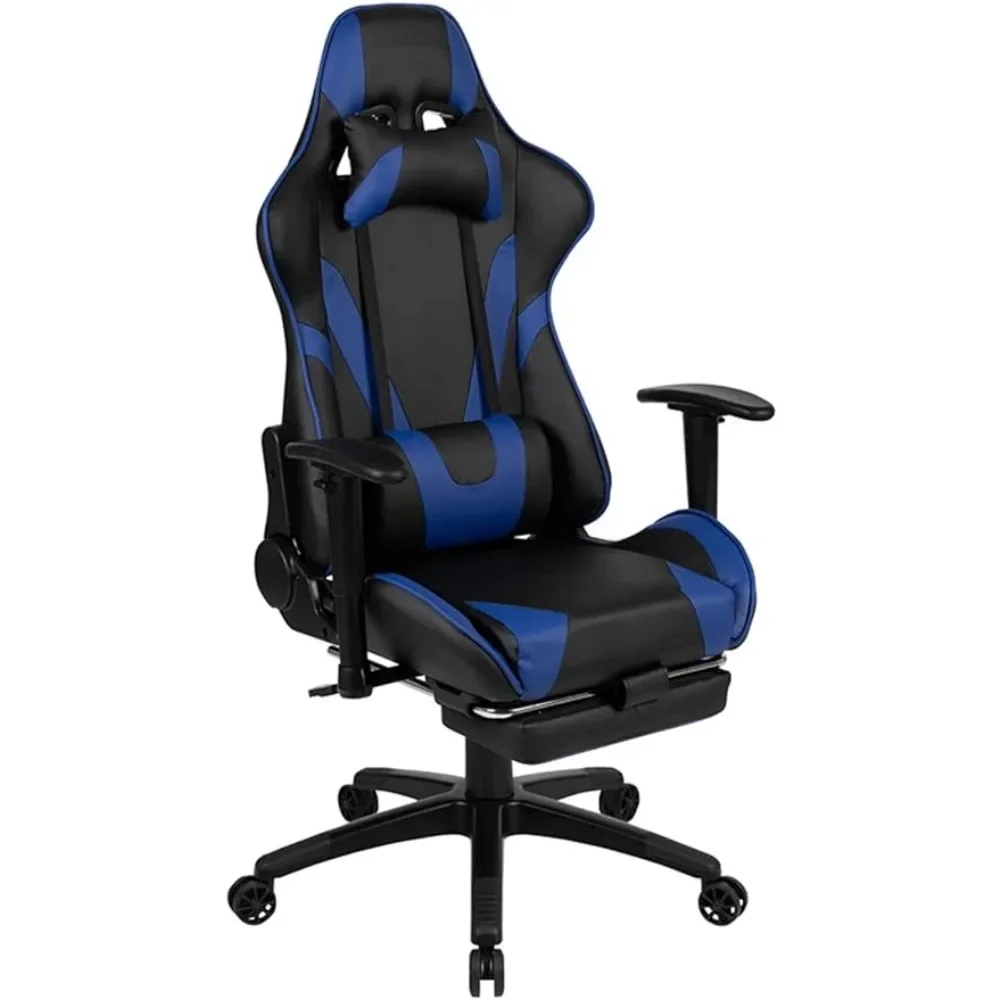 Gaming Chair Racing Office Ergonomic Computer Chair with Fully Reclining Back and Slide-Out Footrest in Blue LeatherSoft ostrich reclining aluminum beach chair blue recliner chair chair folding chair