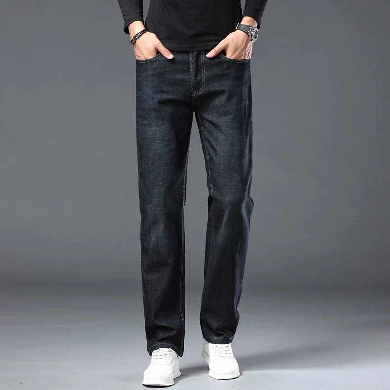2025 New Fashion Men's Casual Black Blue Cotton Jeans Classic Style Male Denim Trousers Stretch Slim Fit Pants Plus Size 28-40 5