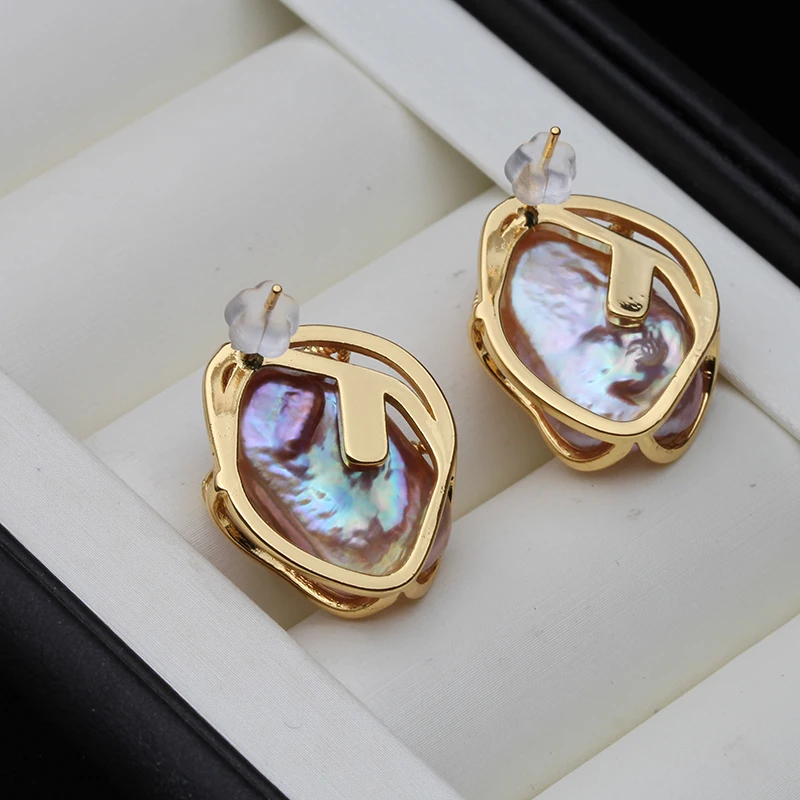 Genuine wedding freshwater baroque pearl earrings for women,fashion natural pearl earrings mom trendy best gift white