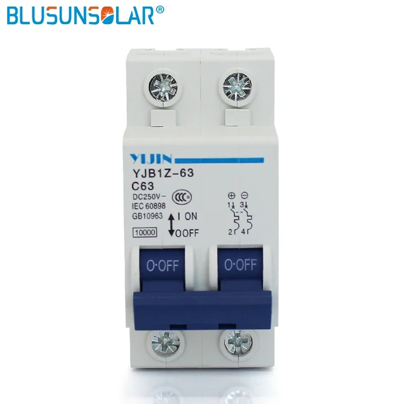 

BLUSUNSOLAR 5 Pieces / Lot 2P 63A DC 250V MCB Solar Energy Photovoltaic PV DC Switch Controller Circuit Breaker DL0224