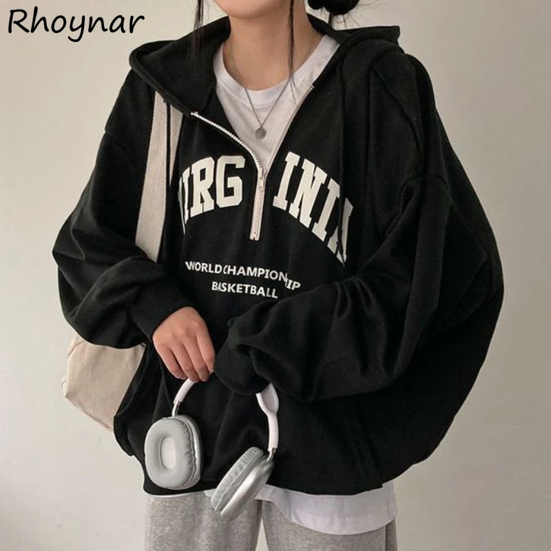 

Letter Hoodies Winter Ulzzang Baggy Vintage Classic Vibe Fashion College Personality Hip Hop Chic Warm Popular Ins Streetwear BF