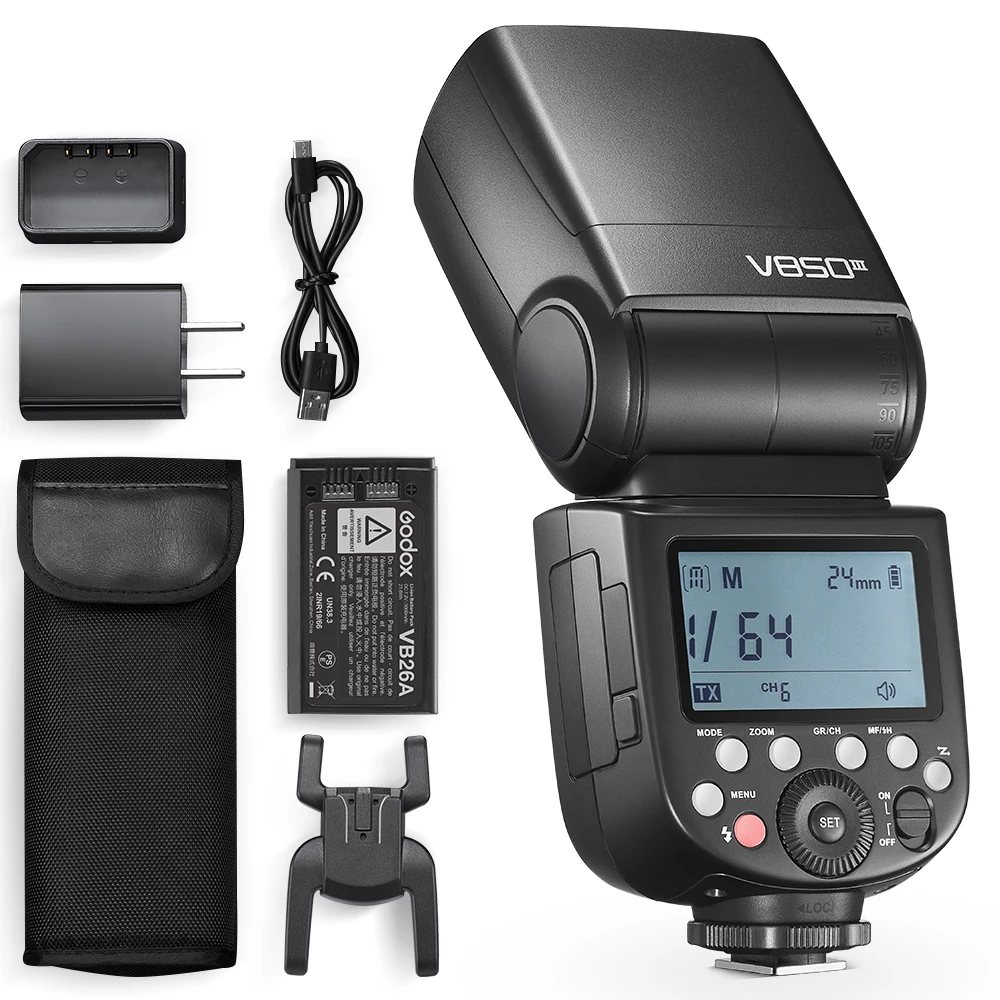 고독스 V850III 76W 2.4G GN60 무선 X 시스템 리튬이온 배터리 카메라 스피드라이트 플래시 (캐논, 니콘, , 펜탁스, 올림푸스용)