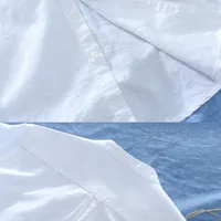 Simple Men's Short-Sleeved Shirts Cotton Linen Summer Solid Color Turn-down Collar Quick Drying Casual Beach Style Plus Size - Image 4