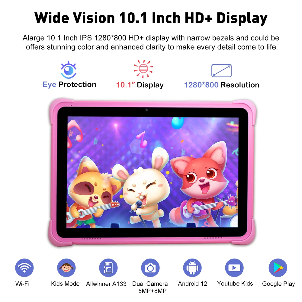 Kid Tablet Android Tablet Tablet PC 10.1 Inch Children Android 12 Quad Core 4GB 64GB WIFI Learning with Kids Mode 6000mAh