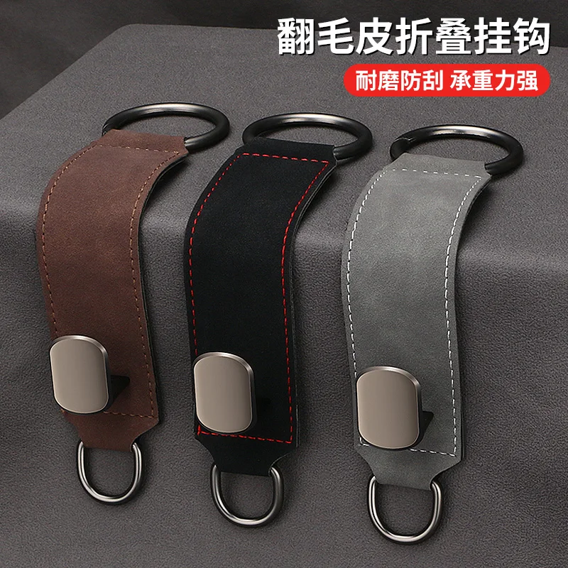 SEAMETAL Quality Car Headrest Hook Premium Suede Rear Seat Hanging Dual Hook 20KG Large Load-Bearing Alloy Hanger Universal