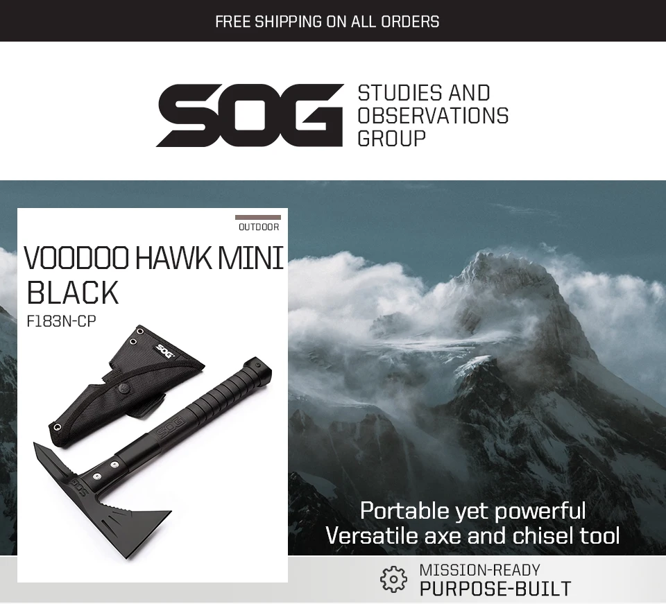 Description Picture 2 of itemSOG Voodoo Hawk Mini Hatchet Survival Sports and Outdoor Camping Axes Jungle Hunting Cutting Firewood Axe with sheath Hand Tools