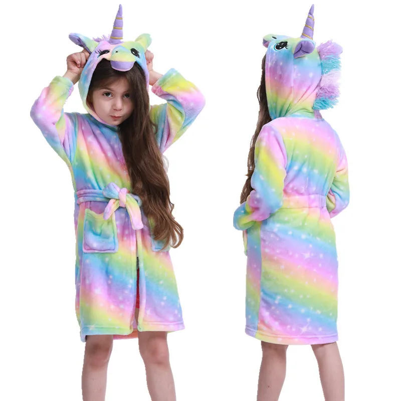 Baby Christmas Pajamas Teens Girls Warm Robes Kids Kigurumi Rabbit Home Sleepwear Animal Unicorn Winter Bathrobe Children