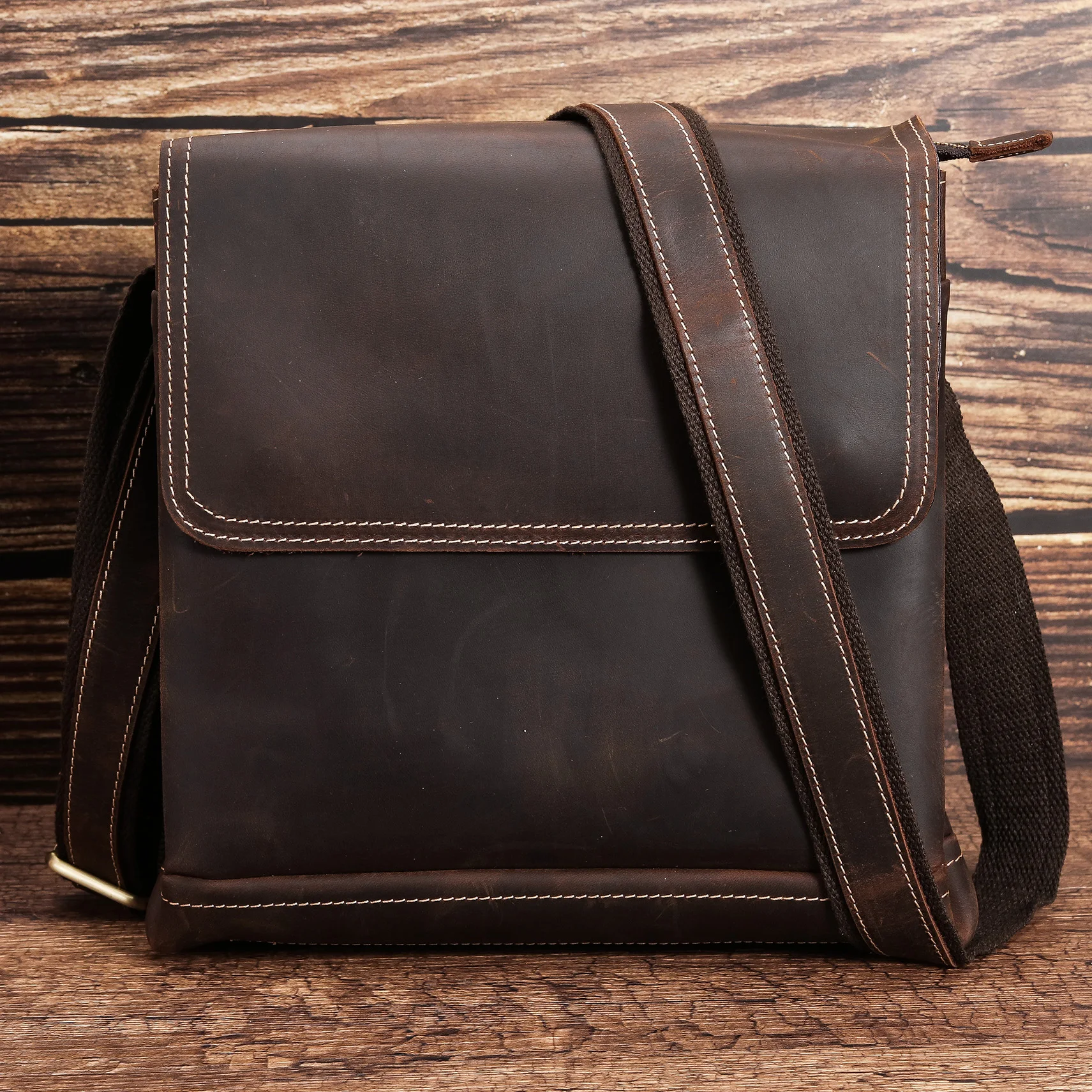 Men's Shoulder Bag Genuine Leather Business Luxury Sling Messenger Crossbody Handbag Sling Bag Male Travel Large Capacity Pouch